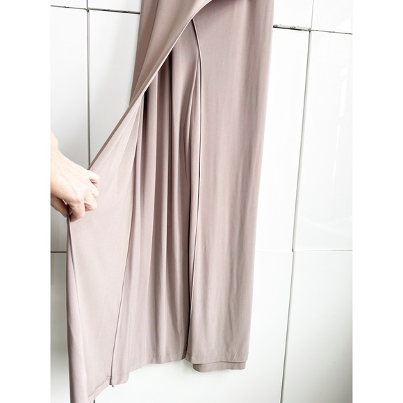 R & M Richard’s Asymmetrical Jumpsuit Taupe Color Size 6 Dressy Evening - Picture 3 of 8